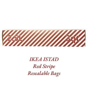 IKEA ISTAD Red Stripe Resealable Bags 3 qt  (Set of 2) 50 Bags